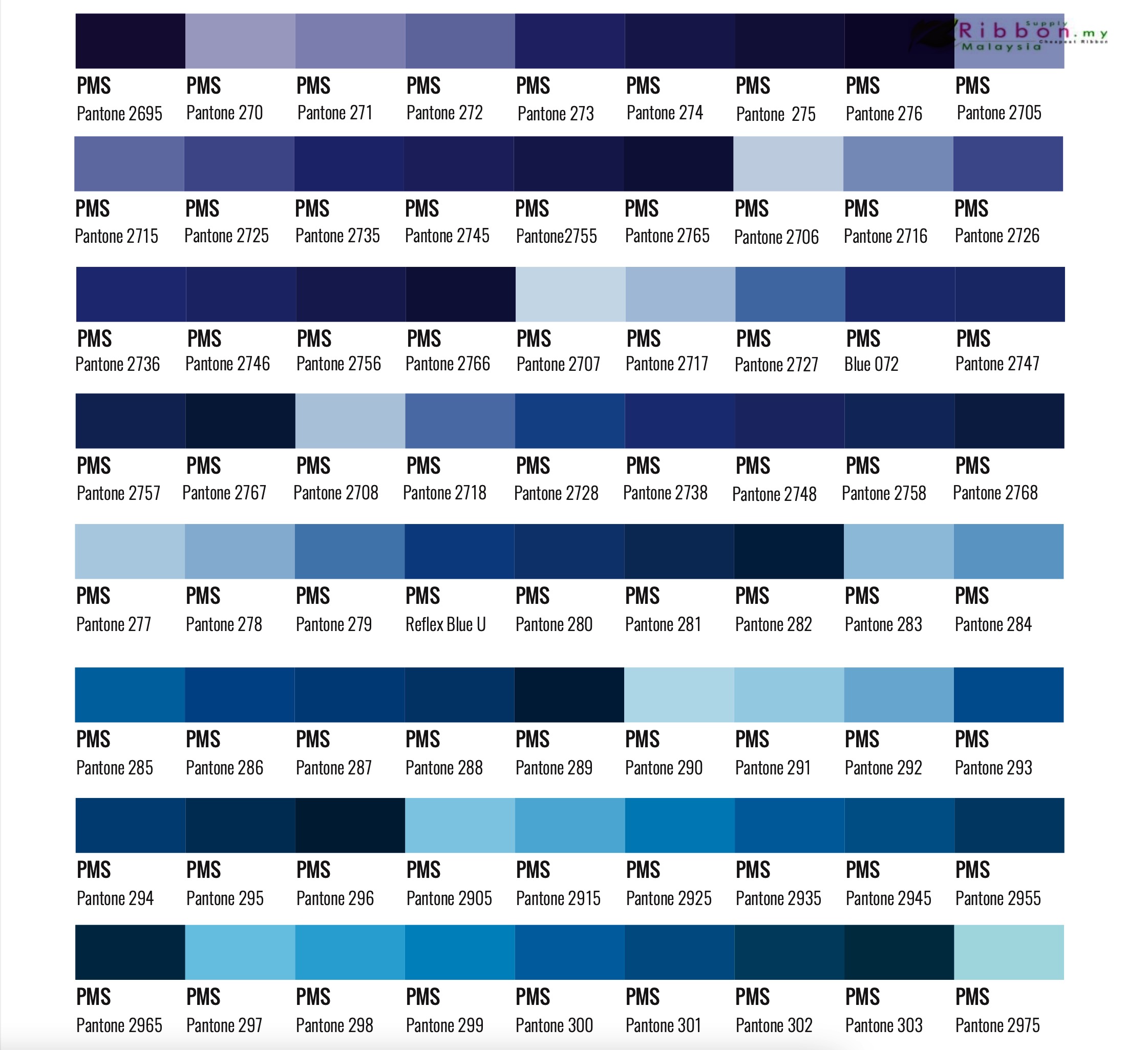 Color Chart | Malaysia Premium Ribbons